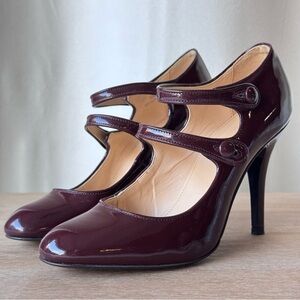 J.Crew Women’s Dark Burgundy Mona Patent Mary Jane Pumps - Size 7